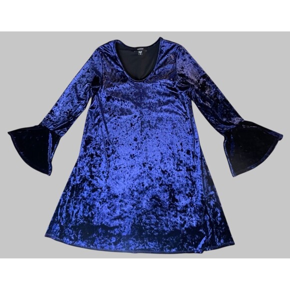 Karen Kane Velvet Flared Sleeve Midi Dress Womens XL Purple Witchy Whimsy Goth - Picture 6 of 10